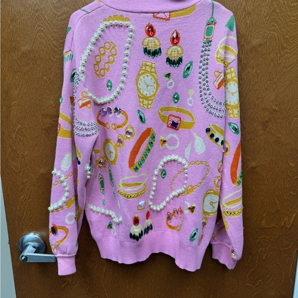 QOS Pink Embellished Jewelry Sweater - Picture 7 of 8
